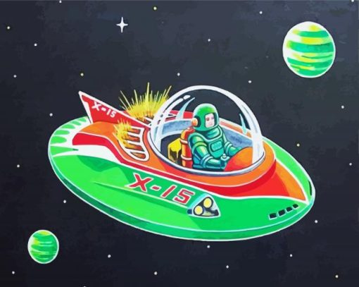 Flying Saucer In Space Diamond Paintings