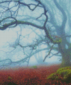 Foggy Forest Tree Diamond Paintings