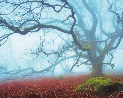 Foggy Forest Tree Diamond Paintings