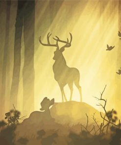 Forest Deer Silhouette Diamond Paintings