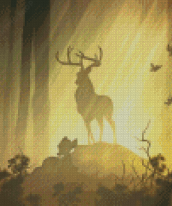 Forest Deer Silhouette Diamond Paintings