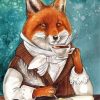 Fox With Coffee Cup Diamond Paintings