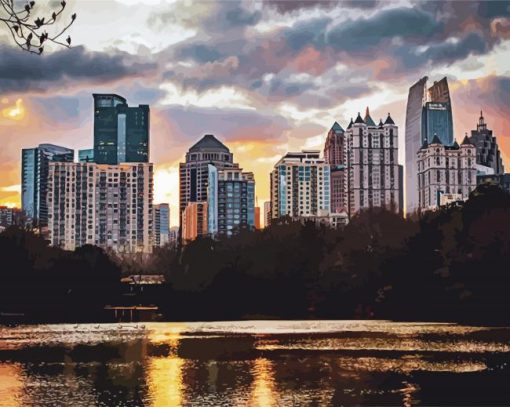 Georgia Piedmont Park Skyline Diamond Painting