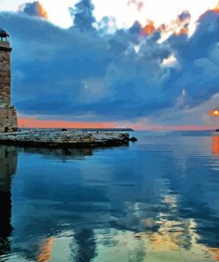 Greece Rethymno Lighthouse Diamond Paintings