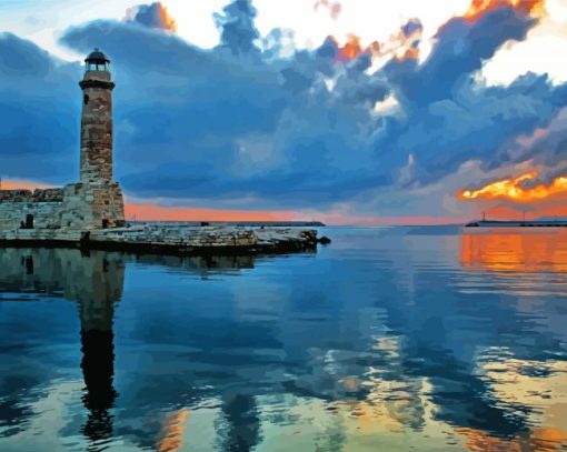 Greece Rethymno Lighthouse Diamond Paintings