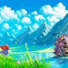 Howl Moving Castle Ghibli Landscape Diamond Paintings