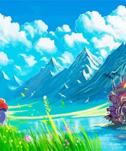 Howl Moving Castle Ghibli Landscape Diamond Paintings