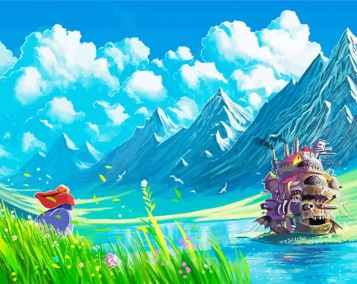 Howl Moving Castle Ghibli Landscape Diamond Paintings