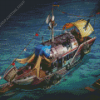 Junk Boat Ship Art Diamond Paintings