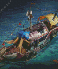 Junk Boat Ship Art Diamond Paintings