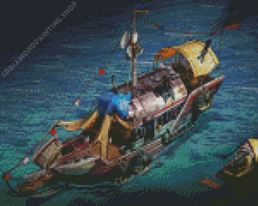 Junk Boat Ship Art Diamond Paintings