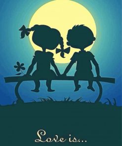 Little Couple Silhouette Moonlight Diamond Painting