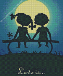 Little Couple Silhouette Moonlight Diamond Painting