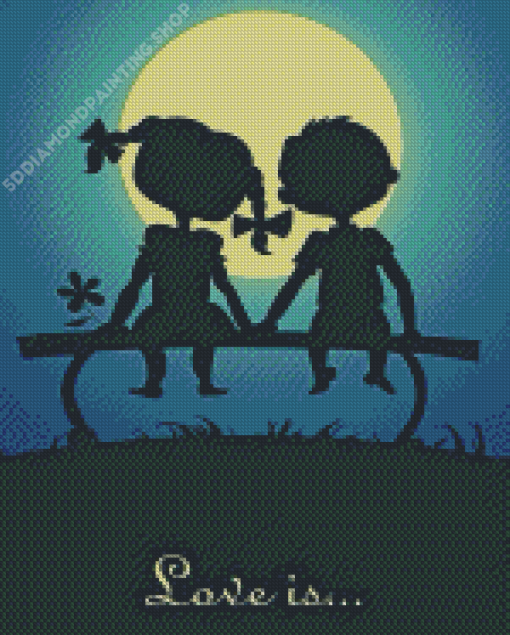 Little Couple Silhouette Moonlight Diamond Painting