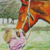 Little Girl Kissing Horse Diamond Paintings