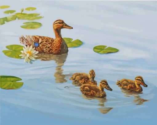 Mallard Duck And Babies Diamond Paintings