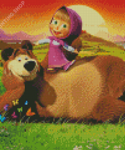 Masha And The Bear Characters Diamond Painting