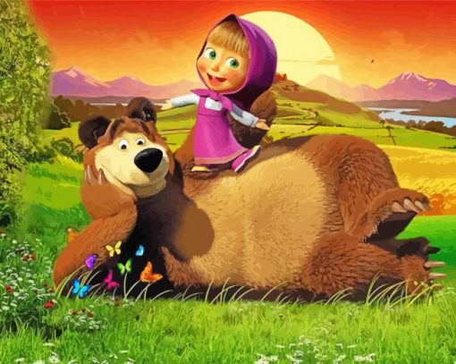 Masha And The Bear Characters Diamond Painting