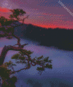 Misty Sunrise Forest Diamond Painting