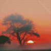 Misty Sunrise Tree Silhouette Diamond Painting