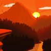 Mountains River At Sunset Diamond Paintings