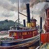 Old Towboat Art Diamond Paintings