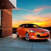 Orange Hyundai Veloster With Sunset Diamond Paintings