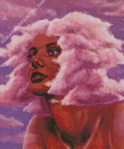 Pink Cloud Girl Diamond Painting