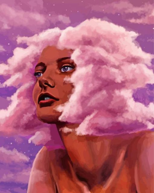 Pink Cloud Girl Diamond Painting