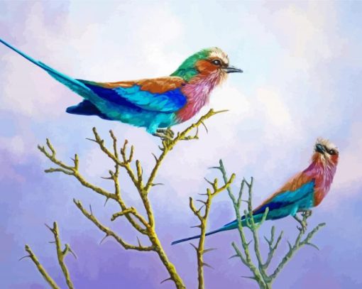 Roller Birds On Tree Diamond Painting