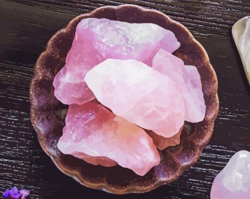 Rose Quartz In Bowl Diamond Paintings