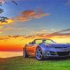 Saturn Sky Car With Sunset Diamond Paintings