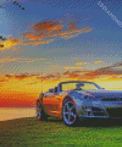 Saturn Sky Car With Sunset Diamond Paintings