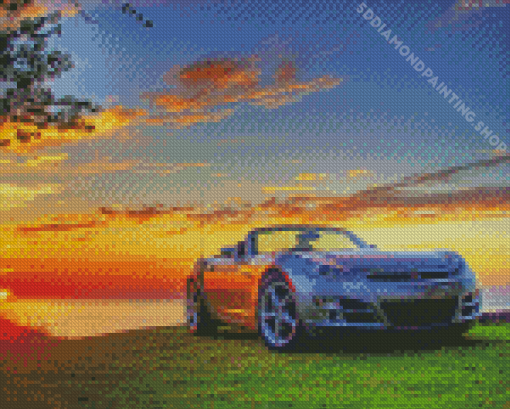 Saturn Sky Car With Sunset Diamond Paintings