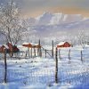 Snow Winter Mountains Farm Scene Diamond Paintings