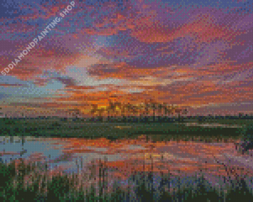 Sunset At Big Cypress Preserve Diamond Paintings