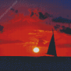 Sunset With A Boat Art Diamond Paintings