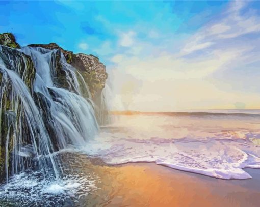 The Waterfall Beach Scenery Diamond Paintings