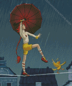 Tightrope Walker In The Rain Diamond Paintings