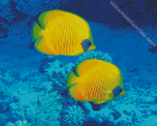 Two Blue And Yellow Fish Underwater Diamond Paintings