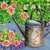 Watering Can With Flowers Art Diamond Paintings