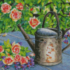 Watering Can With Flowers Art Diamond Paintings