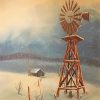 Western Windmill In Snow Diamond Paintings