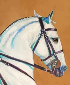 White Lusitano Horse Head Diamond Paintings