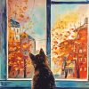 Window Cat In Autumn Diamond Paintings