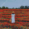 Woman And Poppies Diamond Paintings