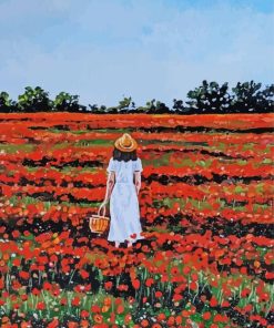 Woman And Poppies Diamond Paintings