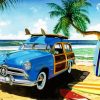 Woodie Car On Beach Diamond Paintings