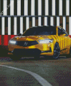 Yellow Acura Car Diamond Paintings