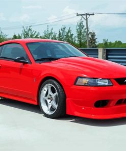 Aesthetic 2000 Red Mustang Car Diamond Paintings